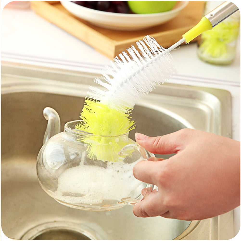 Masteelf Nylon Bottle Brush with Long Handle for Cleaning Baby Bottles Mugs Wine Glasses 2pcs Assorted Color
