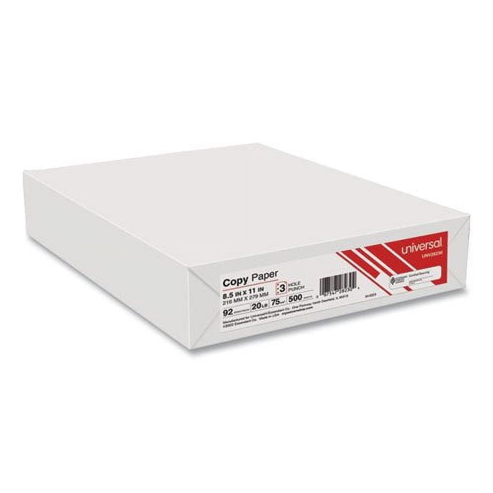 Universal Copy Paper 92 Bright 3Hole 8.5x11 White 500 Sheets/Ream 10 Reams/Ctn