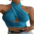 thumbnail image 1 of Women Summer Tank Tops Cross Halter Neck Crop Tops 4 Colors, 1 of 6