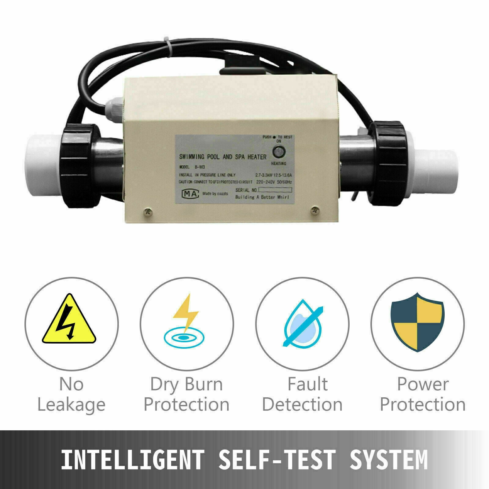 SHANNA 3KW 220V Electric Water Heater Swimming Pool Thermostat SPA Bath Heater Pump