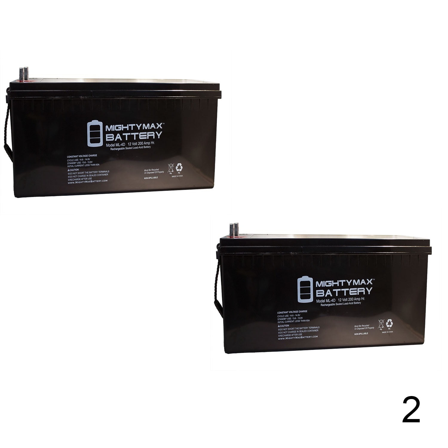 12V 200Ah 4D SLA AGM Battery Replacement for Golf Cart 2 Pack