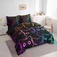 thumbnail image 3 of jejeloiu Neon Cartoon Kitten 7pcs Bedding Comforter Set,Gradient Line Cute Cat Queen Bedding Sets,Kawaii Animal Queen Sheet Sets For Girls Teens,Ultra Soft Home Decor Reversible, 3 of 8