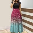 thumbnail image 2 of WEANT Women's Cocktail Dresses Wedding Guest Dresses for Women 2024 Crewneck Summer Dresses Floral Dresses for Girls Short Sleeve Maxi Dress Floral Formal Dresses Hot Pink S, 2 of 5