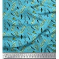 thumbnail image 1 of Soimoi Blue polyester Crepe Fabric Curry & Leaves Print Fabric by Yard 52 Inch Wide, 1 of 3