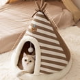thumbnail image 6 of Teepee Enclosed Cat Cave Bed, Soft Polyester Warm Pet Teepee Tent Nest, Enclosed Hideaway House for Small Kitten Puppy Indoor Rest (Brown S), 6 of 9