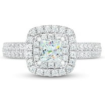 Jewelerix Beautiful Princess Cut Ring 925 Silver Double Halo Moissanite Diamond Engagement Ring 1.50 CT Valentine's Surprise Gift