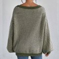 thumbnail image 4 of Fanxing Off The Shoulder Pullover Sweaters for Women Oversized Striped Fall Slouchy Wool Sweater Batwing Long Sleeve Loose Knit Jumper Tops Green 2XL, 4 of 4