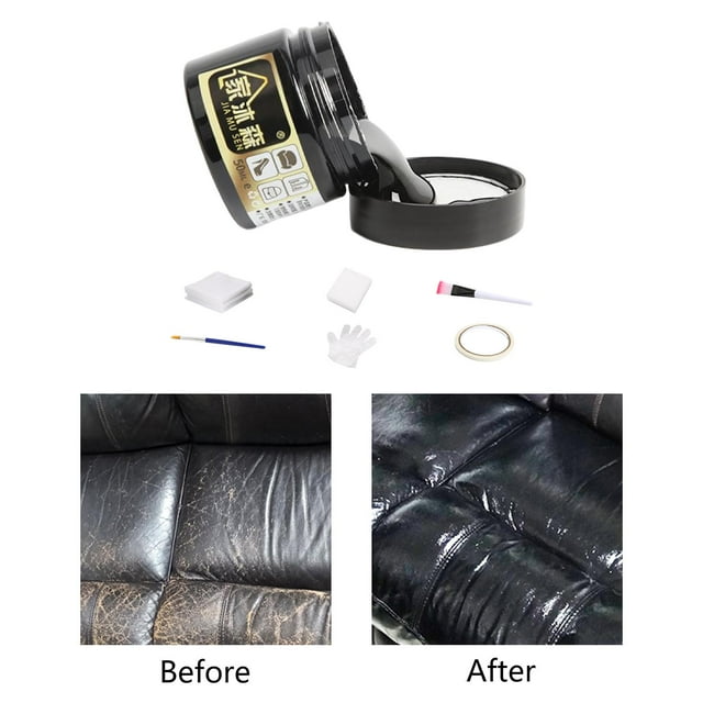 Kit de reparación de bálsamo para recoloración de cuero de 50ml, restaurador de cuero en crema para asiento , sofás y sillas BLESIY Bálsamo Recolorante