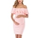 thumbnail image 4 of Guardurnaity Vestido de mujer Vestido de manga corta con hombros descubiertos Vestido de embarazada Falbala Tela de verano Prendas para la parte inferior del cuerpo rosado S Guardurnaity AP002176-13, 4 of 6