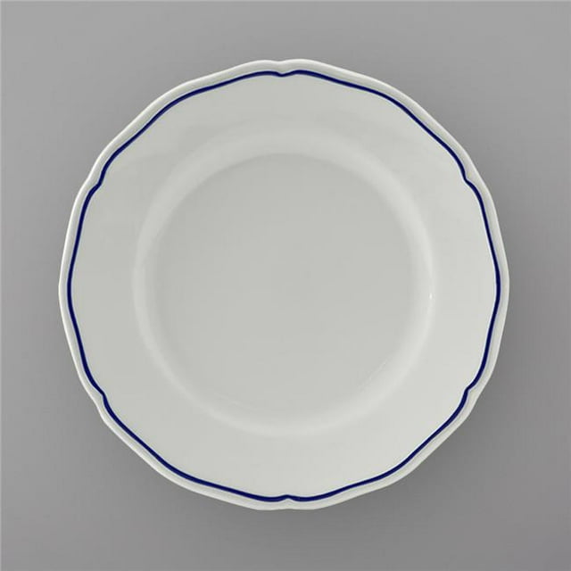 Tuxton SBA-064 3.75 in. Porcelain White Scalloped Blue Band Plate