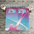 thumbnail image 3 of Ambesonne Hot Pink Quilted Bedspread Set 3 Pcs, Guitar Music Vibrant, Queen Size, Hot Pink Aqua, 3 of 3