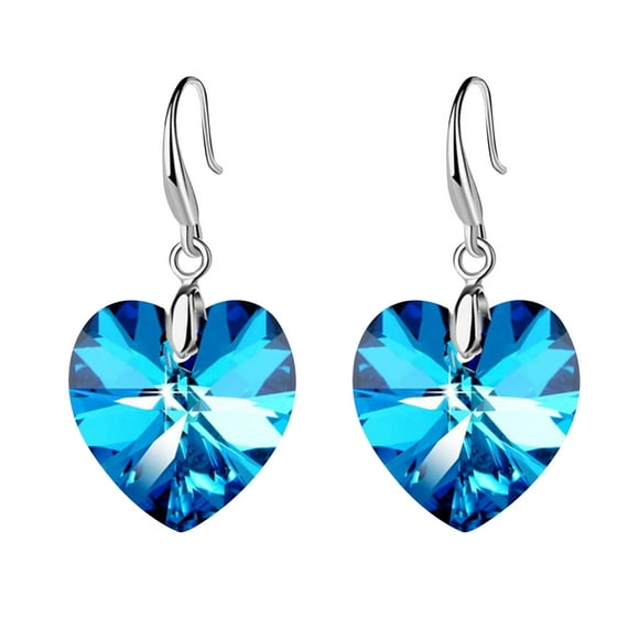 WREESH Fashionable Women's European And American Ocean Star Love Pendant Earrings Color Peach Heart Crystal Diamond Earrings