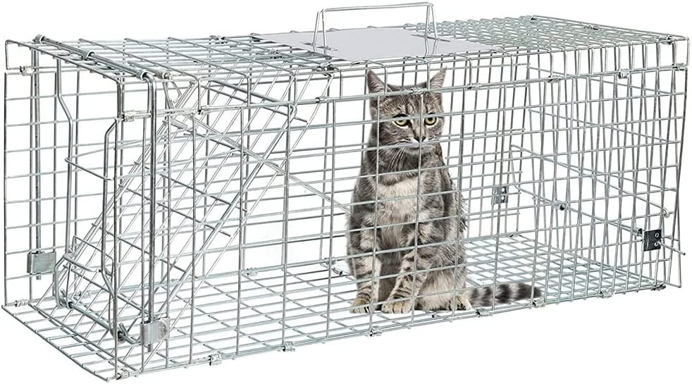 2Z Live Animal Trap 24"x8"x7" Humane Cat Trap Cage for Stray Cats