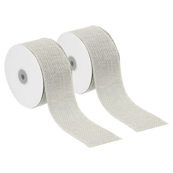 Uxcell 2.5 Inch Wide 10 Yards Burlap Ribbon, 2pcs Natural Jute Fabric Crafts Roll Gift Wrapping White