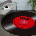 thumbnail image 5 of 16-Inch Vinyl Record Area Rug - Non-Slip Backing, Soft Plush Surface, Record Patterned Design, Indoor Decorative Floor Mat, Stylish Home Accent, Easy To Clean - For Living Room,, 5 of 6