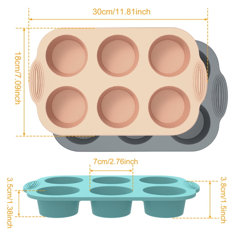 Jetcloudlive 3-Piece Silicone Muffin Pan Set, 6-Cup photo 7