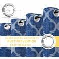 thumbnail image 6 of Dark Blue Morocco Blackout Curtains for Bedroom/Living Room, Thermal Insulated Kitchen Curtains, Ethnic Abstract Geometric Quatrefoil Grid Grommet Darkening Window Treatment Drapes 52"x72"x2, 6 of 8