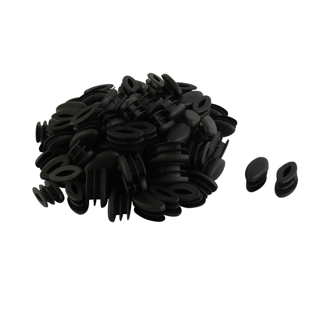 Unique Bargains 100 Pcs Antislip Plastic Oval  30mm x 14mm Chair Foot Cover Table Furniture Leg Protector Black