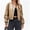 Khaki, variant on Womens Faux Leather Bomber Jackets Baseball Collar Zip Up Cropped Biker Coat with Pockets