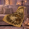 thumbnail image 6 of Rustic Winter Log Cabin Christmas, Peaceful Mountain Lake Scene, Warm Flannel Blanket for Cabin and Lodge with Detailed Artwork, Outdoor Lovers Camping Gift, Festive Home Decor, 6 of 9