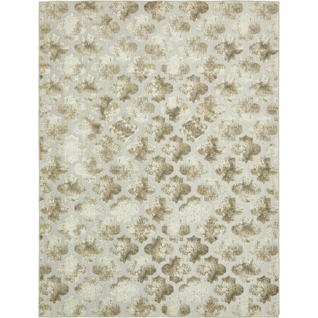 Unique Loom Trellis Collection Vintage Geometric Transitional Indoor and Outdoor Flatweave Area Rug, 9 x 12 Feet, Ivory/Brown