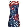 thumbnail image 4 of Save On 4Th of July Patriotic Dress for Women Elastic High Waist Sundress American Flag Printed Sun-Dress Scooped Neck Hollow Out Sleeveless Midi Dress Baggy Boho Dresses Holiday Party Clothes, 4 of 4