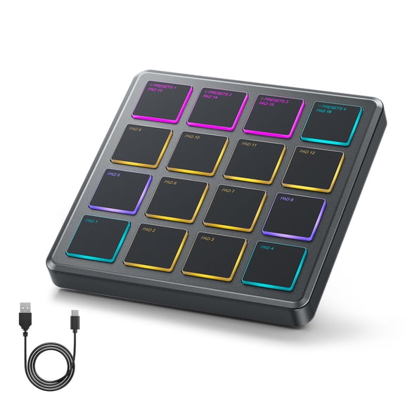 Donner MIDI Controller Pad Beat Maker Machine, Portable Drum Machine with 16 Beat Pad, Mini USB MIDI Controller with 40 Courses, STARRYPAD MINI