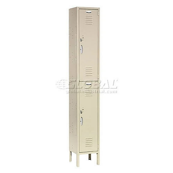 2-Tier 2 Door Locker, 12"W x 18"D x 36"H, Tan, Assembled