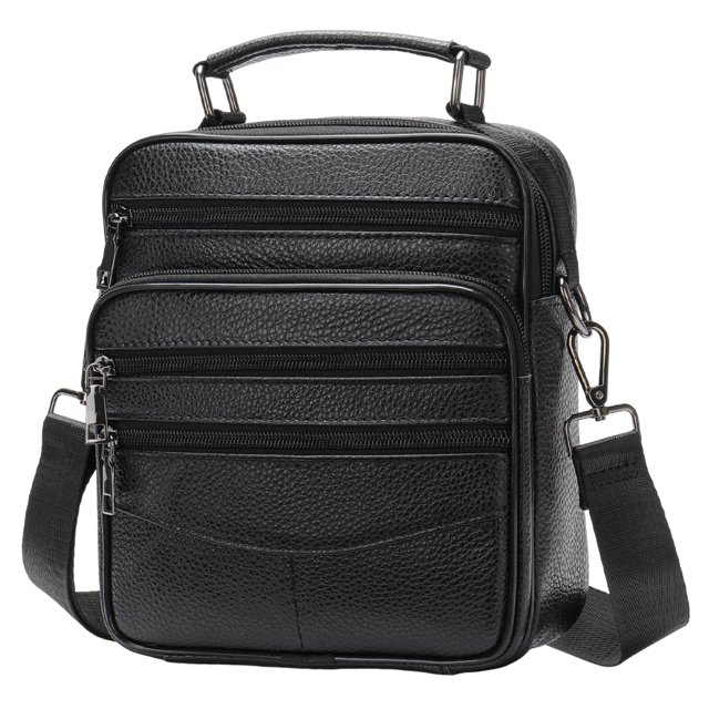 Bolsos Maletín de hombre Bolsos de hombro de cuero de vaca Bolsos de cartera suave de cuero de vaca (Negro)