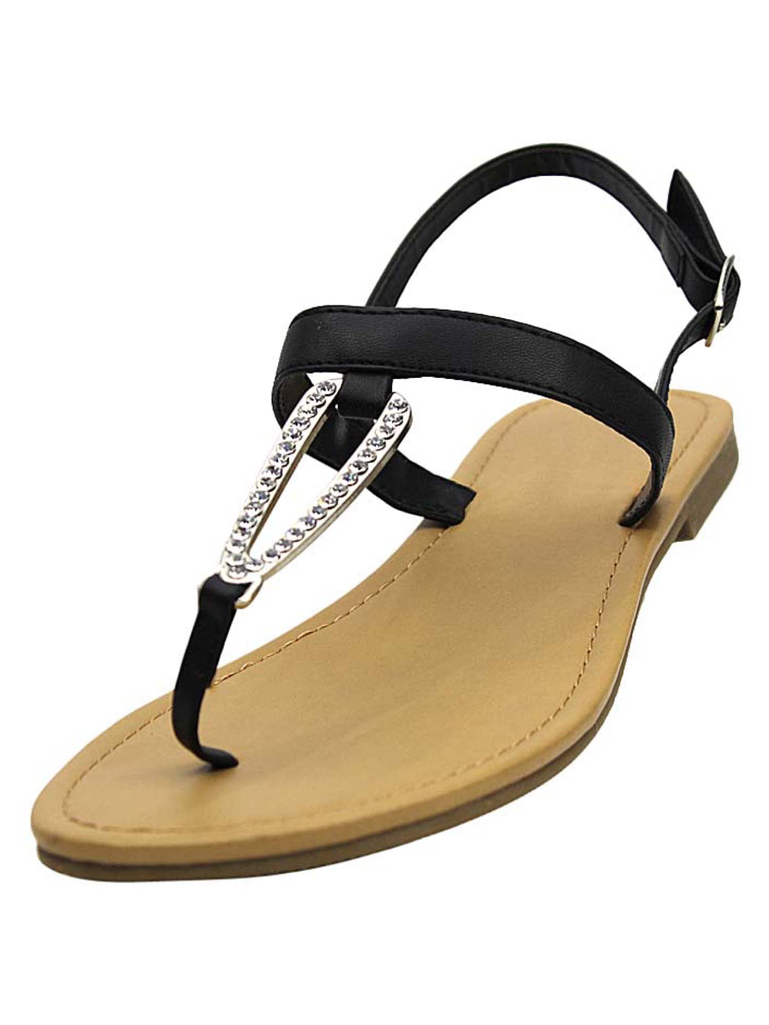 Luxury Divas - Thong Womens Sandals With Rhinestone Buckle - Walmart ...