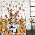 thumbnail image 2 of Thanksgiving Rabbit Shower Curtain, Waterproof Shower Curtains for Bathroom, Autumn Pumpkins Sunflowers Leaves Washable Fabric Bathtub Curtain Set Bath Decor with 12 Hooks Extra Long 72"x96", 2 of 8