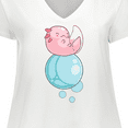 thumbnail image 4 of Inktastic Cute Axolotl Sitting on a Bubble Women's Plus Size V-Neck T-Shirt, 4 of 5