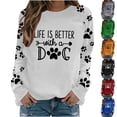 thumbnail image 4 of Cute Crew Neck Sweatshirts for Women Spring Fall Fashion Long Sleeve Graphic Print Pullover Tops Casual Workout Shirts(Gray,M), 4 of 4