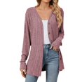 thumbnail image 2 of Light Weight Cardigan for Women Open Front Coat Long Sleeve Fashion Soft Knit Fall Spring Cardigans Stretchy Lightweight Sweater Wine 2XL, 2 of 8