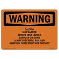 thumbnail image 1 of SignMission OS-WS-P-1218-L-12013 Warning Caution Ship Ladder Always Face Ladder Going OSHA Plastic Sign, 1 of 1