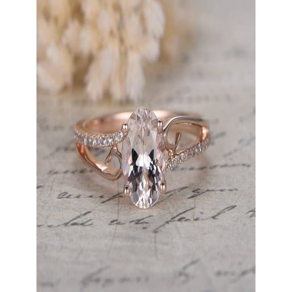 Sale: Antique 1.25 Carat Peach Pink Morganite and Diamond Engagement Ring in 10k Rose Gold