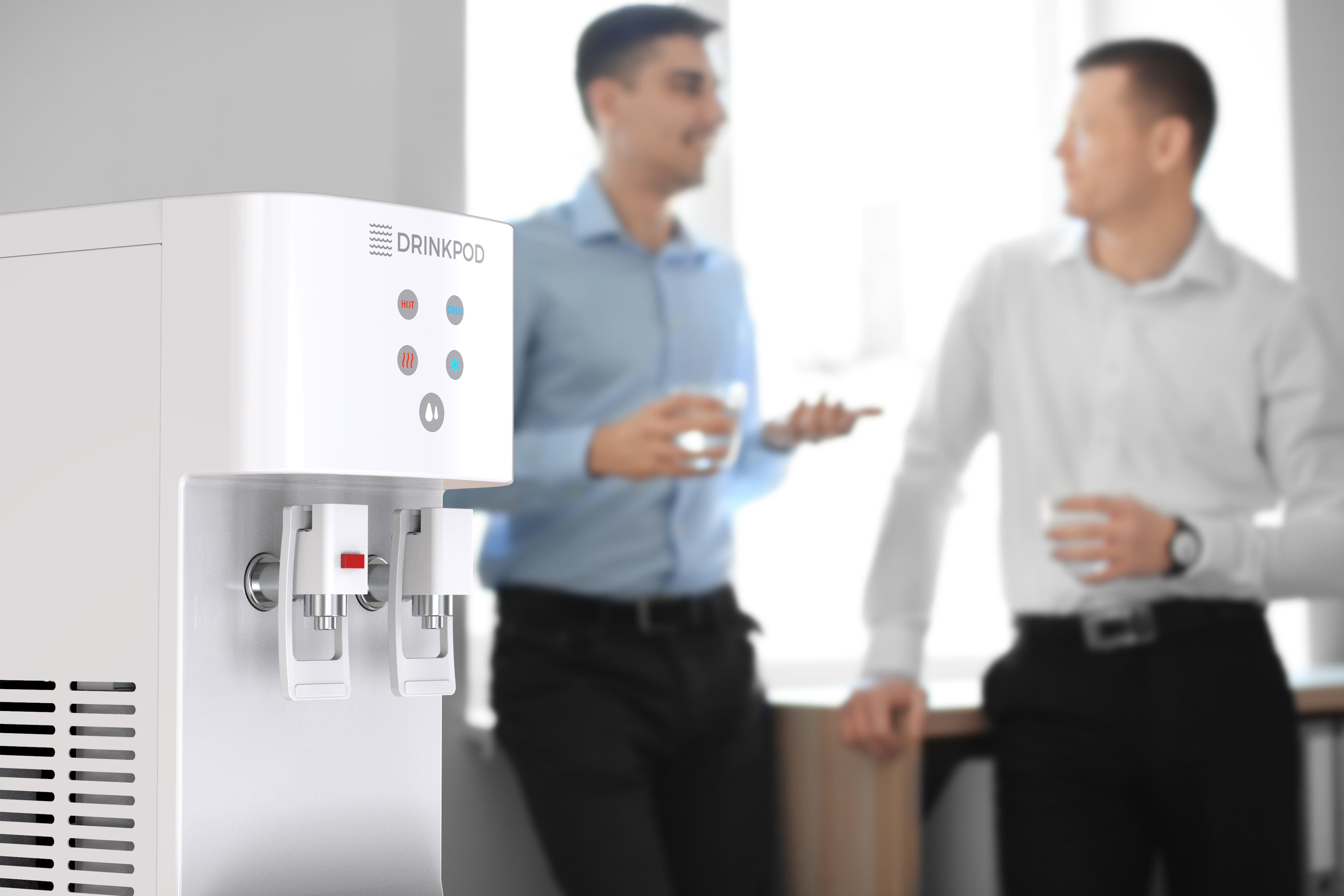 Drinkpod  2000 Series  Bottleless Hot & Cold Water Cooler Dispenser. 4 Filters, Installation Kit and Cafe Connect (White)