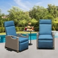 thumbnail image 2 of Domi Outdoor Recliner Chair, Patio Recliner with Hand-Woven Wicker, Flip Table Push Back, Adjustable Angle,Thickness Cushions, Reclining Lounge Chair for Indoor & Outdoor,(1 Navy Blue Chair), 2 of 9