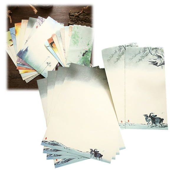 Cosmug Cute Retro Letter Paper & Envelope Set,4 Writing Papers + 2 Envelopes,Decorative Stationery Set,D,1 Set