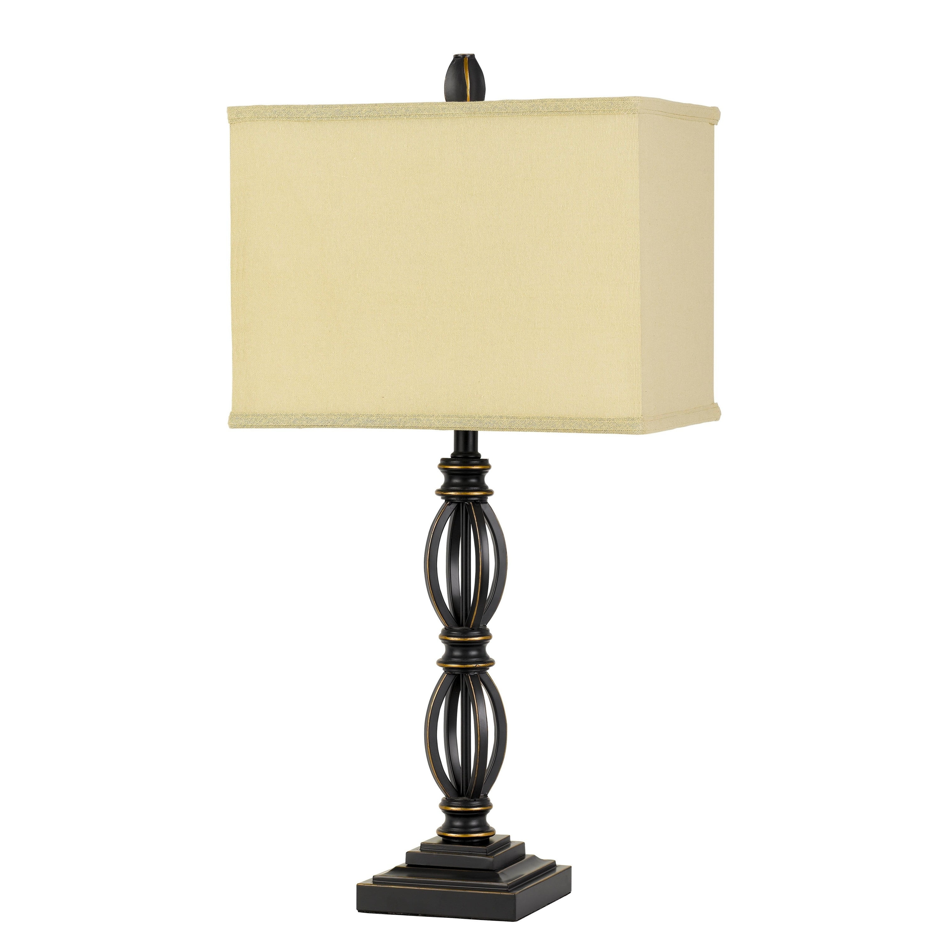 Rectangular Fabric Shade Table Lamp with Twisted Metal Base, Dark