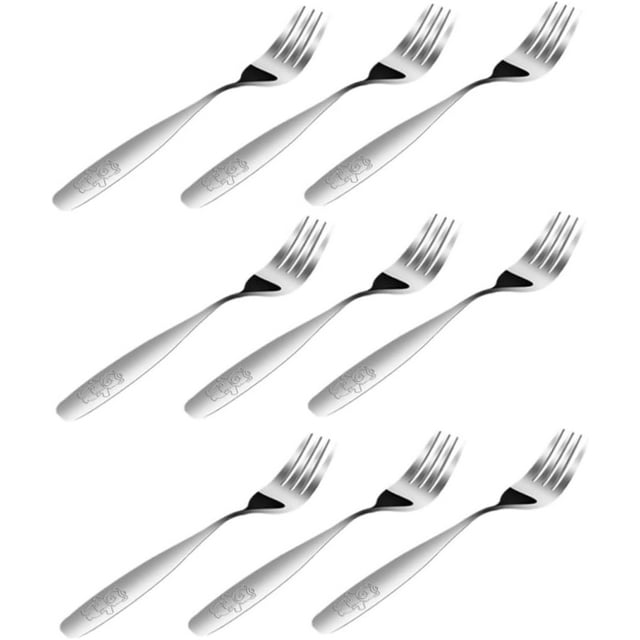 Yazoeia Kids Cutlery 9 Pieces Stainless Steel Kids Forks, Kids Cutlery, Kids Silverware, Kids Utensil Set, Includes A Total of 9 Forks for Great Convenience, Ideal for Home and Preschools