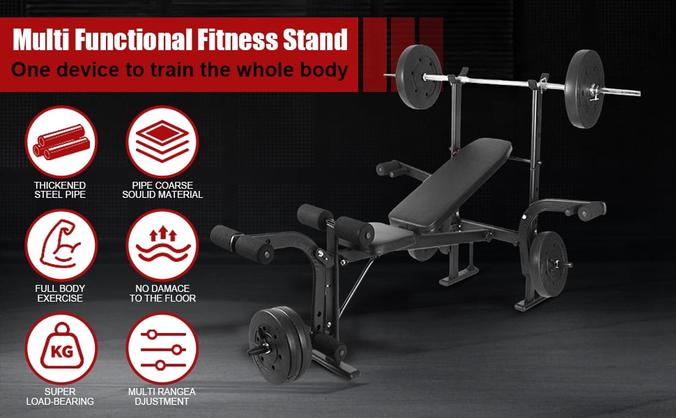 Meoldis 4-in-1 Adjustable Weight Bench Set with Leg Developer & Preacher Curl, 800 LBS Capacity Home Gym Strength Training Equipment