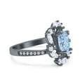 thumbnail image 2 of Natural Aquamarine Black Tone Silver Size-7 Oval Vintage Style Cocktail Ring Floral Cluster Marquise CZ Wedding Engagement Ring 925 Sterling Silver Gifts For Her, 2 of 6