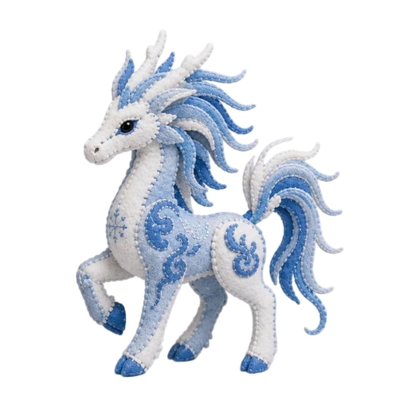 Winter Animal DIY Sewing Kit For Beginners, 3D Stuffed Ice Kirin Plush Craft With Pre Cut Felt, Complete Handmade Sewing Supplies For Home Decor And Gift, Ice Kirin (Multicolor, 20*15CM)