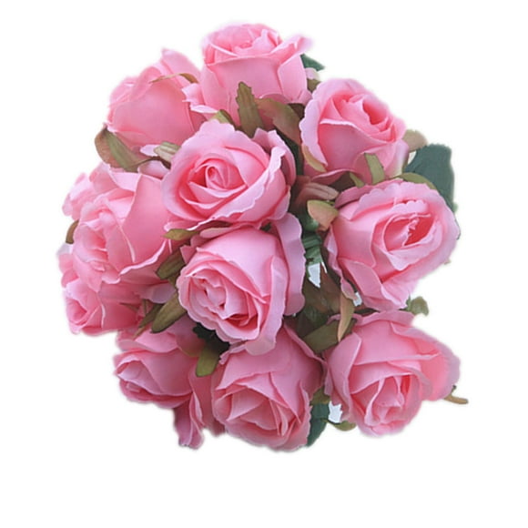 fashionhome 12Pcs/set Rose Holding Flowers Bouquet Bride Wedding Photography Props Artificial Fake Flowers