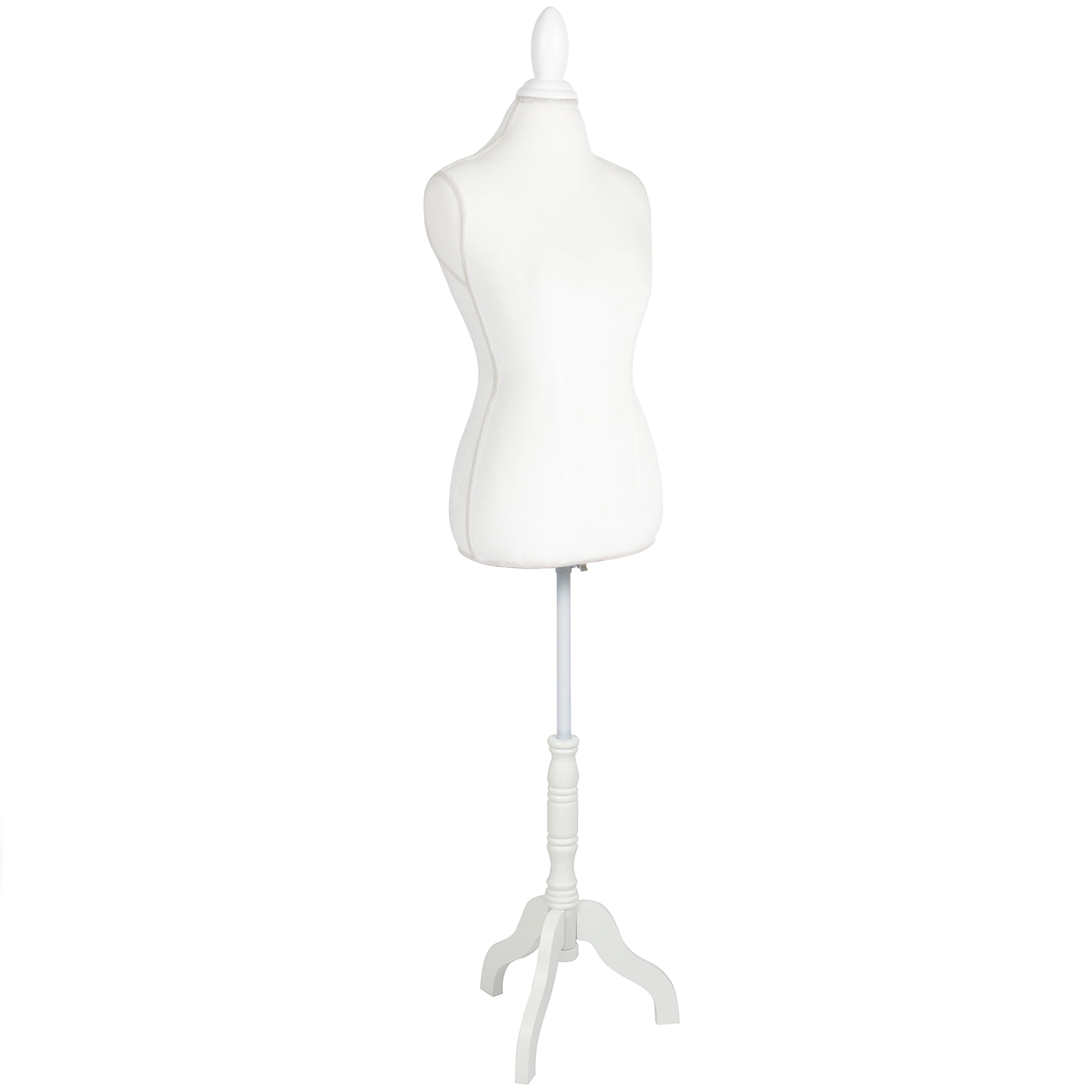 White Female Mannequin Torso Dress Form Display W/ White Tripod Stand