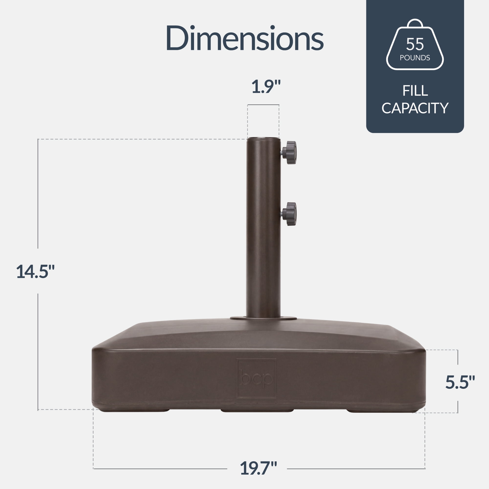 Best Choice Products Fillable Plastic Patio Umbrella Base Stand, Pole Holder w/ Adjustment Knob, Asscher Design - Brown
