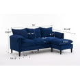 thumbnail image 7 of 78" Sectional Couches with Ottoman, L Shaped Sofa with Wood Legs, 3-Seater Combination Sofa for  Living Room, Bedroom, Apartment, Office, Blue, 7 of 7