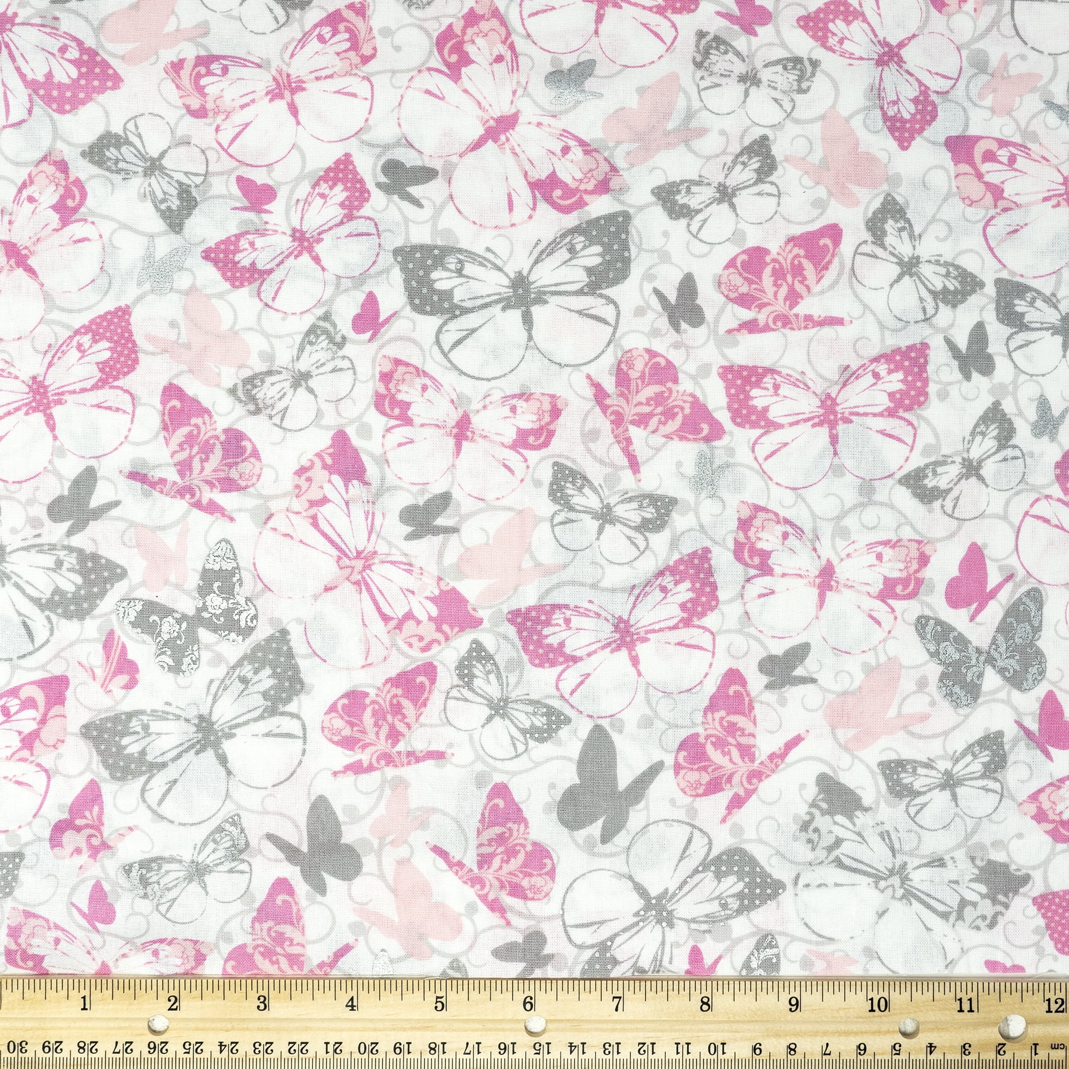 100% Cotton FAST shipping Packed Floral with Butterflies on Navy Background Fabric sold by the YARD