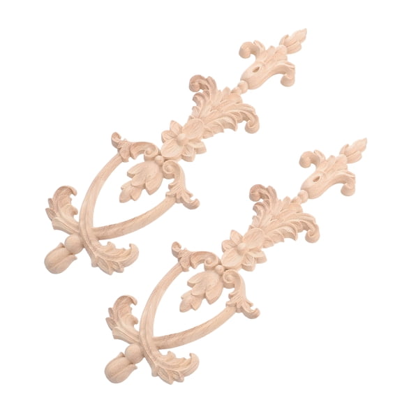SOPOTUTU Wardrobe Decoration Wood Carved Applique Furniture Embellishment 2Pcs 12.4X3.9X0.4In